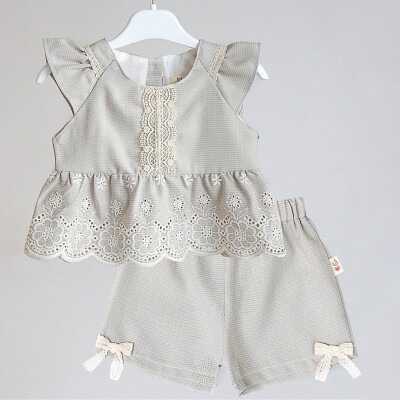 2-Piece Baby Girl Shorts Set with Blouse 9-24M Lilax 1049-5622 Khaki
