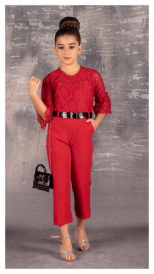 2-Piece Girl Jumpsuit with Bag 6-12Y Tivido 1042-2132 Red