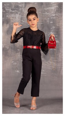 2-Piece Girl Jumpsuit with Bag 6-12Y Tivido 1042-2132 Black