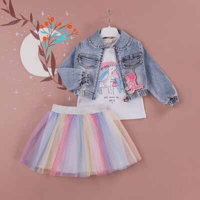 3-Piece Girl Skirt Set with Jacket and Tshirt 1-4Y BabyRose 1002-3825 - Babyrose