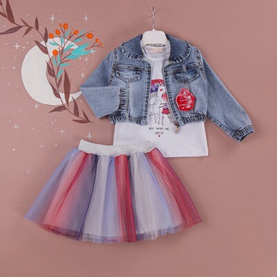 3-Piece Girl Skirt Set with Jacket and Tshirt 1-4Y BabyRose 1002-3825 Red