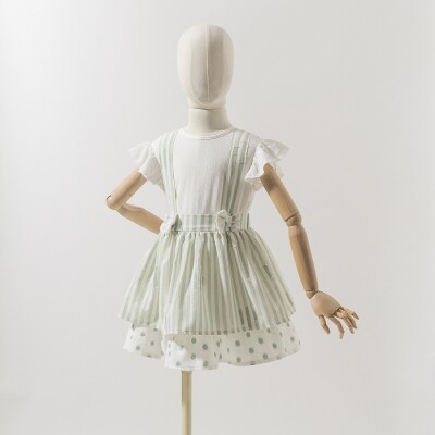 Baby Girl Overalls with Striped 6-18M Wecan 1022-22003 Green
