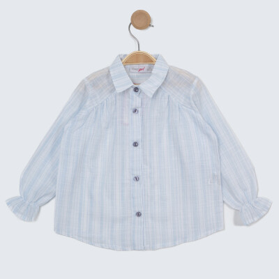 Baby Girl Striped Balloon Sleeve Shirt 6-24M Timo 1018-TK5DÜ042242811 Blue