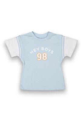 Wholesale Baby Boys Printed T-shirt 6-18M Tuffy 1099-8024 Ice blue