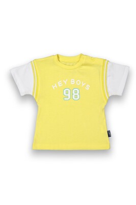 Wholesale Baby Boys Printed T-shirt 6-18M Tuffy 1099-8024 Yellow