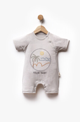 Beach Embroidered Jersey Fabric Short Sleeve Jumpsuit 3-9M Flexi Baby 2063-236578 Gray