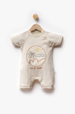 Beach Embroidered Jersey Fabric Short Sleeve Jumpsuit 3-9M Flexi Baby 2063-236578 - Flexi Baby