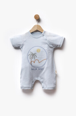 Beach Embroidered Jersey Fabric Short Sleeve Jumpsuit 3-9M Flexi Baby 2063-236578 Baby Blue2