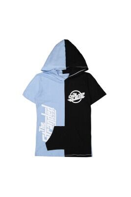 Boy Hoodie T-shirt with Stranger Printed 13-16Y Divonette 1023-7505-5 Blue