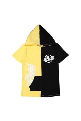 Boy Hoodie T-shirt with Stranger Printed 13-16Y Divonette 1023-7505-5 Yellow