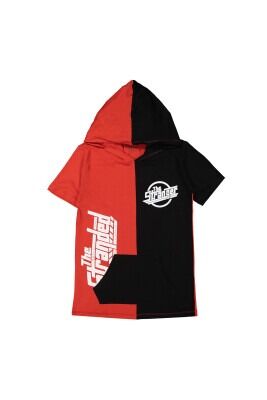 Boy Hoodie T-shirt with Stranger Printed 13-16Y Divonette 1023-7505-5 Red
