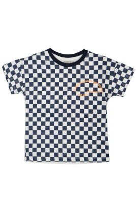 Boy T-shirt with Checkerboard Printed 1-4Y Divonette 1023-7560-2 - Divonette