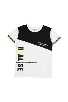 Boy T-shirt with Realse Printed 13-16Y Divonette 1023-7508-5 Ecru