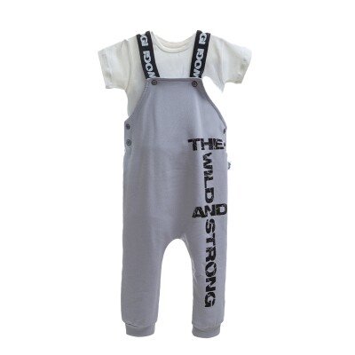 Wholesale 2-Peice Boys Rompers With T-Shirt 2-5Y Wogi 1030-WG-2401-4 Gray