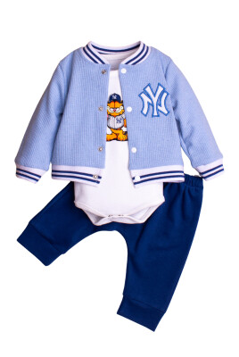 Garfield Printed Cardigan and Bodysuit 3-Piece Set 3-12M Kidexs 1026-90174 Blue