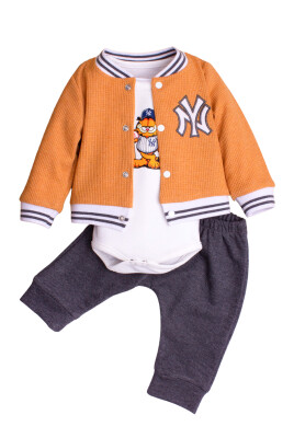 Garfield Printed Cardigan and Bodysuit 3-Piece Set 3-12M Kidexs 1026-90174 - Kidexs (1)