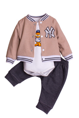 Garfield Printed Cardigan and Bodysuit 3-Piece Set 3-12M Kidexs 1026-90174 - Kidexs