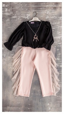 Girl Jumpsuit with Necklace 6-12Y Tivido 1042-1745 Salmon Color 