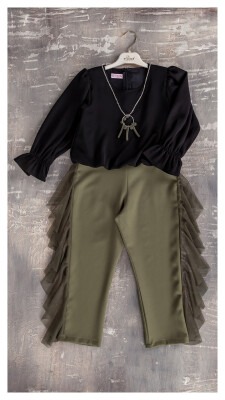 Girl Jumpsuit with Necklace 6-12Y Tivido 1042-1745 Khaki