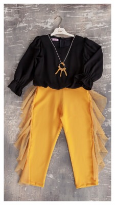 Girl Jumpsuit with Necklace 6-12Y Tivido 1042-1745 Mustard