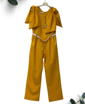 Girl Jumpsuit with Necklace 9-12Y Tivido 1042-1834 Mustard