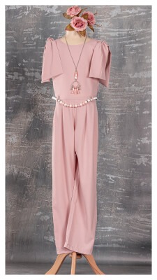 Girl Jumpsuit with Necklace 9-12Y Tivido 1042-1834 Blanced Almond