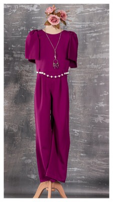 Girl Jumpsuit with Necklace 9-12Y Tivido 1042-1834 Purple
