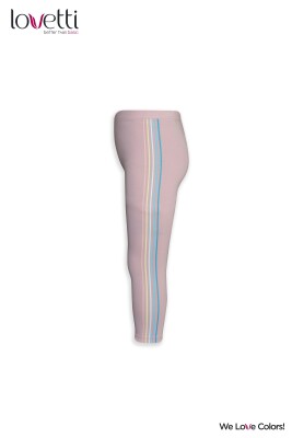 Girl Leggings with Colered Lines Printed 5-8Y Lovetti 1032-9394 Blanced Almond