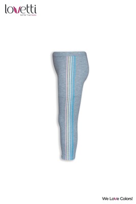 Girl Leggings with Colered Lines Printed 5-8Y Lovetti 1032-9394 Grey1