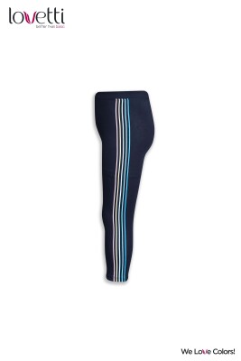 Girl Leggings with Colered Lines Printed 9-12Y Lovetti 1032-9395 Dark Navy