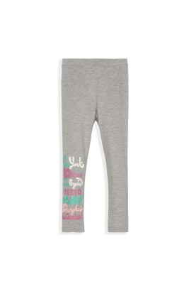 Girl Leggings with İstanbul New York Printed 5-8Y Lovetti 1032-9396 Grey(GF2)