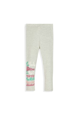 Girl Leggings with İstanbul New York Printed 5-8Y Lovetti 1032-9396 Grey(GF0)