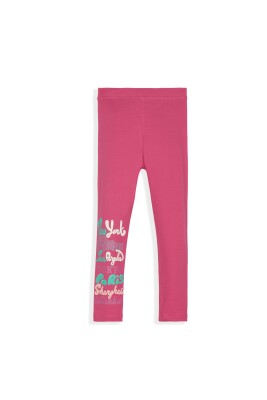 Girl Leggings with İstanbul New York Printed 5-8Y Lovetti 1032-9396 Fuschia 1