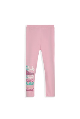 Girl Leggings with İstanbul New York Printed 5-8Y Lovetti 1032-9396 Pink
