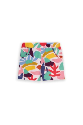 Girl Shorts with Pocket and Cutouts Foliage Patterned 1-4Y Lovetti 1032-8986 - Lovetti
