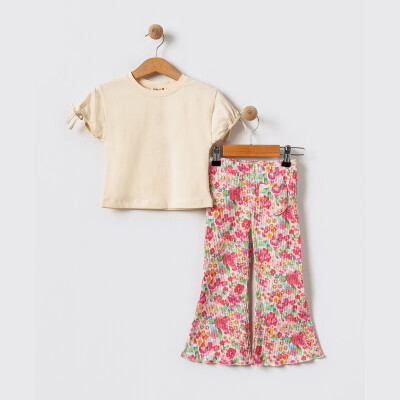 Girls Bell-bottomed Leggings Set 2-5Y Tuffy 1099-TFA-5665 Beige