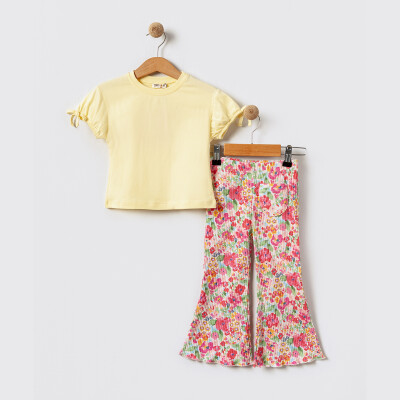 Girls Bell-bottomed Leggings Set 2-5Y Tuffy 1099-TFA-5665 Light Yellow
