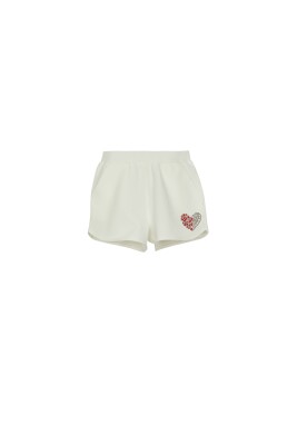 Heart Printed Shorts 9-12Y Lovetti 1032-7880 Cream
