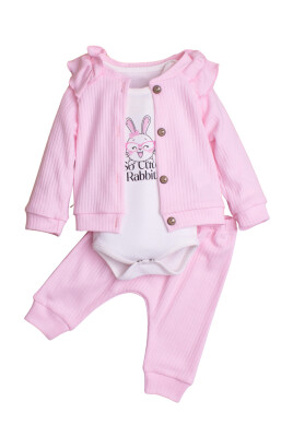 Ruffle Sleeve Cardigan 3-Piece Set 3-12M Kidexs 1026-90168 Light Pink