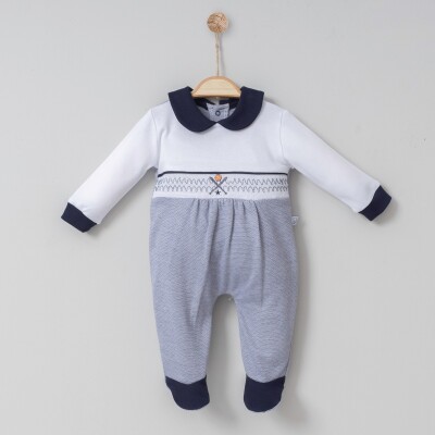 Wholesale Baby Boys Rompers 0-6M Miniborn 2019-6110 Темно-синий