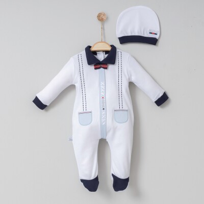 Wholesale Baby Boys Rompers and Hat Set 0-6M Miniborn 2019-6071 Белый 