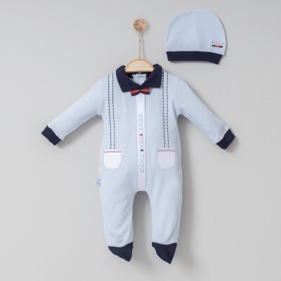 Wholesale Baby Boys Rompers and Hat Set 0-6M Miniborn 2019-6071 Синий