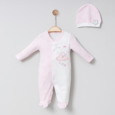 Wholesale Baby Girls Rompers and Hat Set 0-6M Miniborn 2019-6051 Розовый 