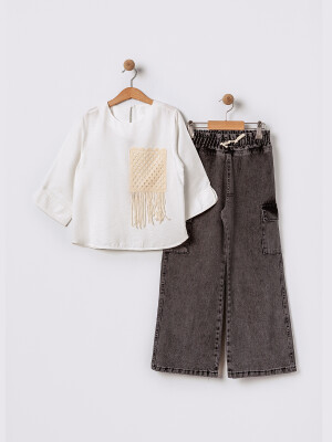 Wholesale Girls Trojan Sleeve Blouse 11-14Y Pafim 2041-2025Y1064 Белый 