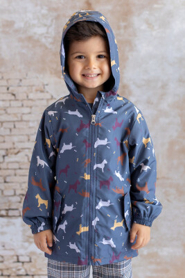 Wholesale Unisex Kids Water Repellent Feature Raincoat 2-8Y Mininio 2062-252M3KOP22 Антрацитовый