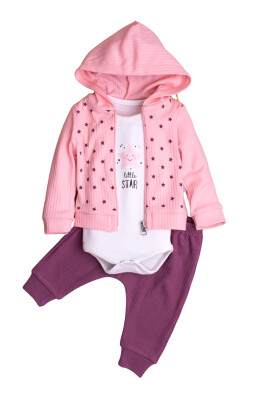 Star Printed Bodysuit 3-Piece Set 3-12M Kidexs 1026-90172 Pink