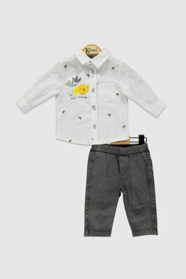 Erkek Bebek Aslan Baskılı Gömlek Takım 6-18M Kumru Bebe 1075-4227 Bej