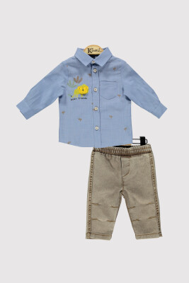Erkek Bebek Aslan Baskılı Gömlek Takım 6-18M Kumru Bebe 1075-4227 - Kumru Bebe