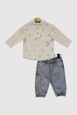 Erkek Bebek Astranot Baskılı Takım 6-18M Kumru Bebe 1075-4379 Bej