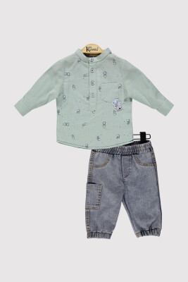 Erkek Bebek Astranot Baskılı Takım 6-18M Kumru Bebe 1075-4379 Mint yeşili